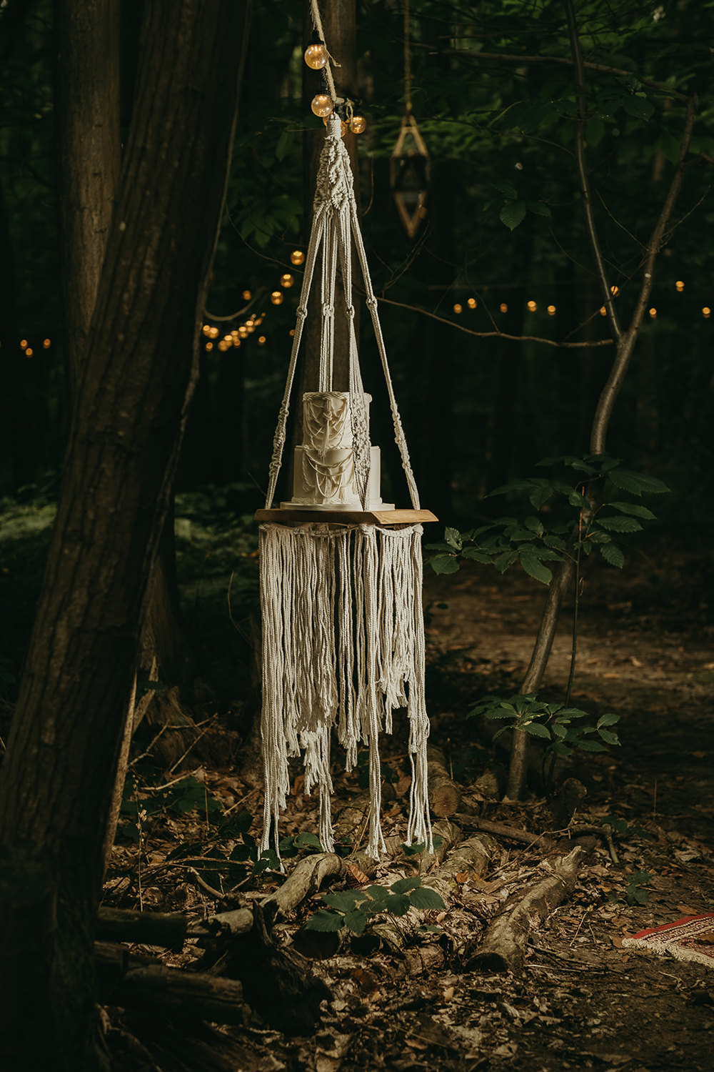 Cake Swing Macrame Woods Wedding Tom Jeavons Photography