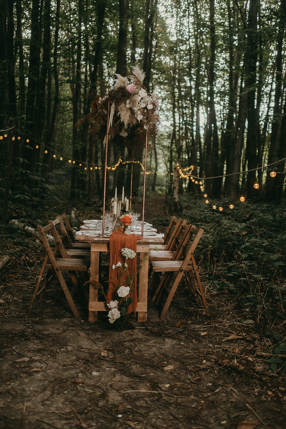 Table Tablescape Decor Candles Flowers Lighting Woods Wedding Tom Jeavons Photography