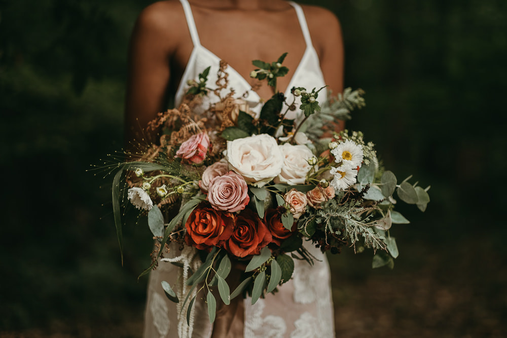 Bouquet Flowers Bride Bridal Rose Greenery Woods Wedding Tom Jeavons Photography