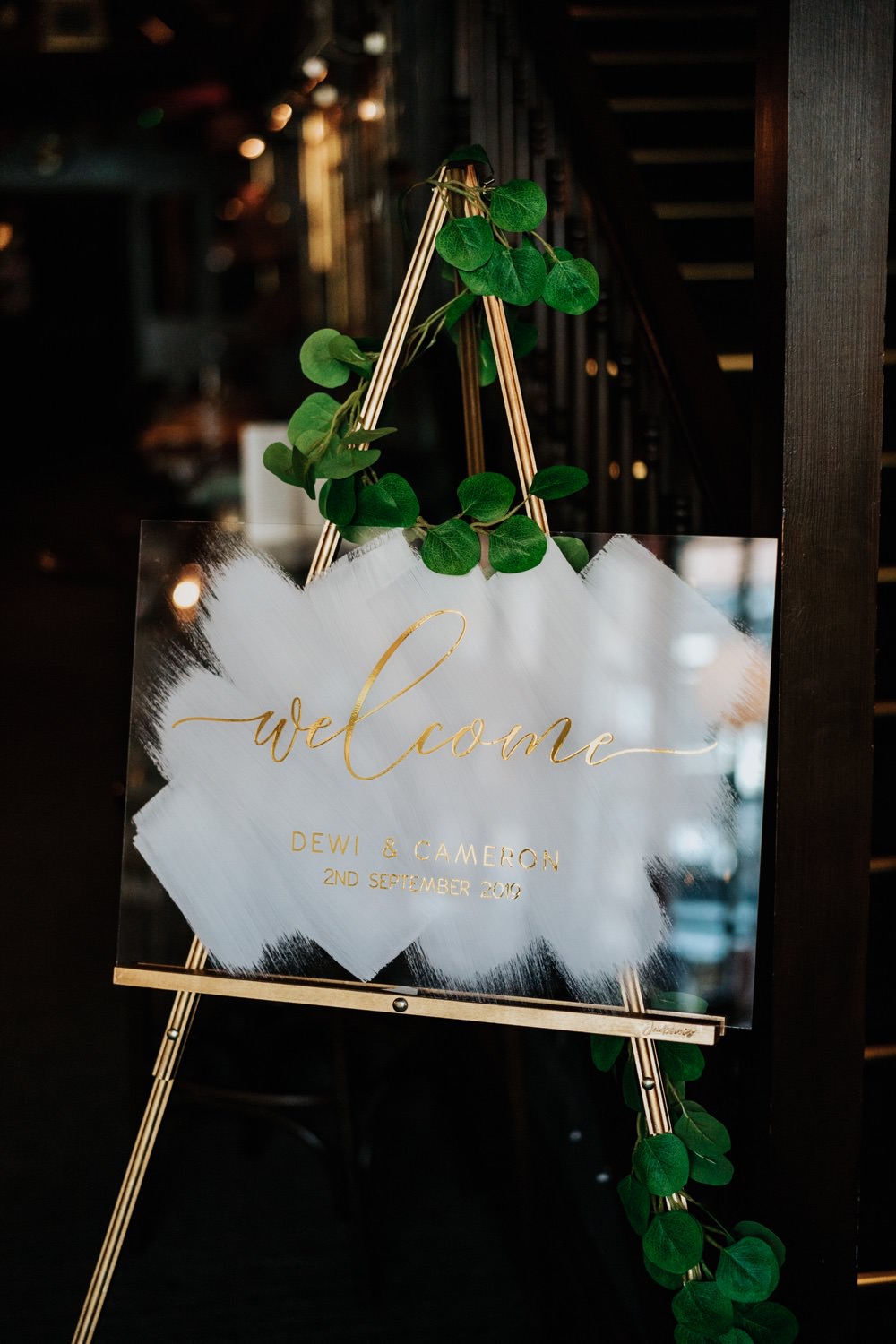 Welcome Sign Signs Signage Clear Acrylic Painted Brighton Town Hall Wedding Bloom Weddings