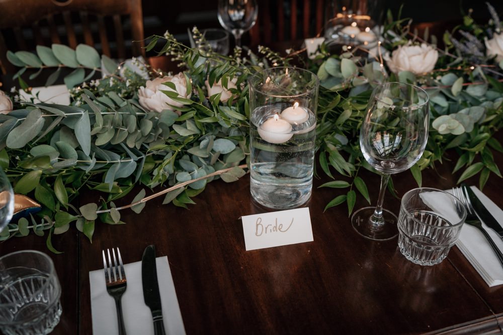 Long Wooden Table Decor Greenery Foliage Candles Brighton Town Hall Wedding Bloom Weddings