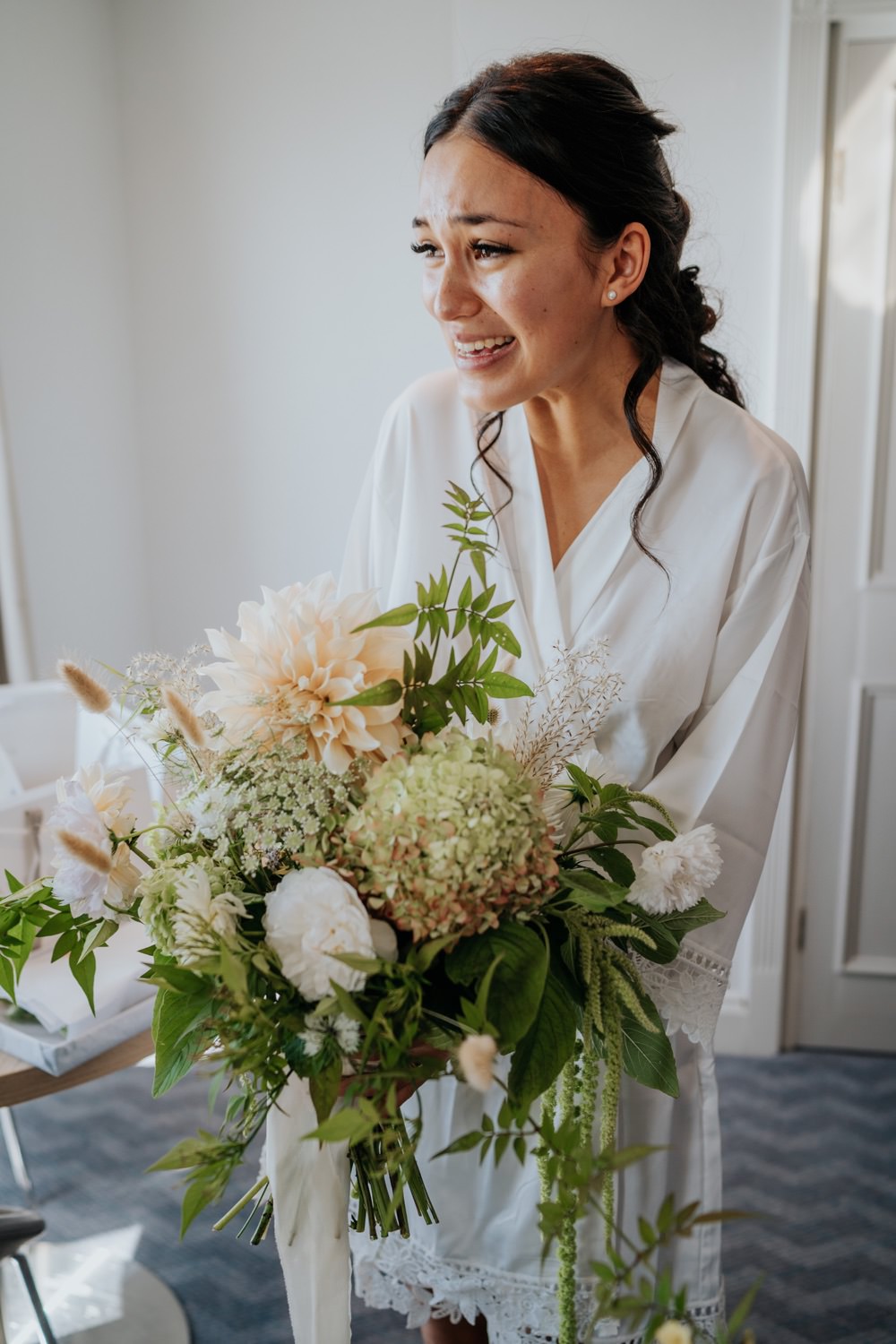 Bouquet Flowers Bride Bridal Dahlia Hydrangea Rose Greenery Brighton Town Hall Wedding Bloom Weddings