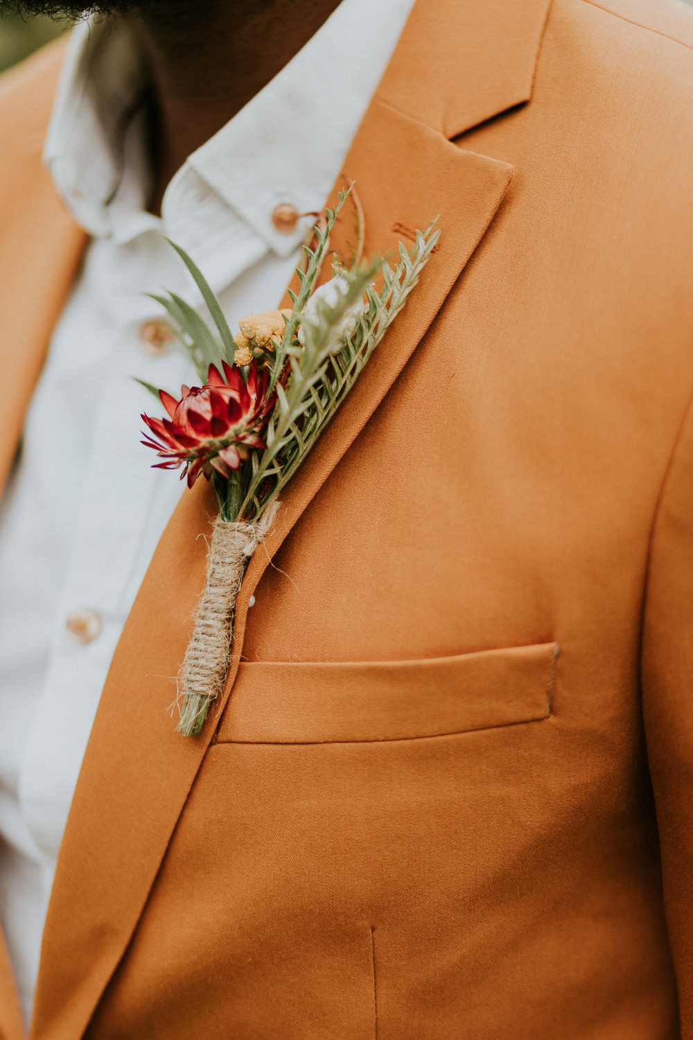 Twine Buttonhole Flowers Groom Campervan Wedding Ideas Heather Sham