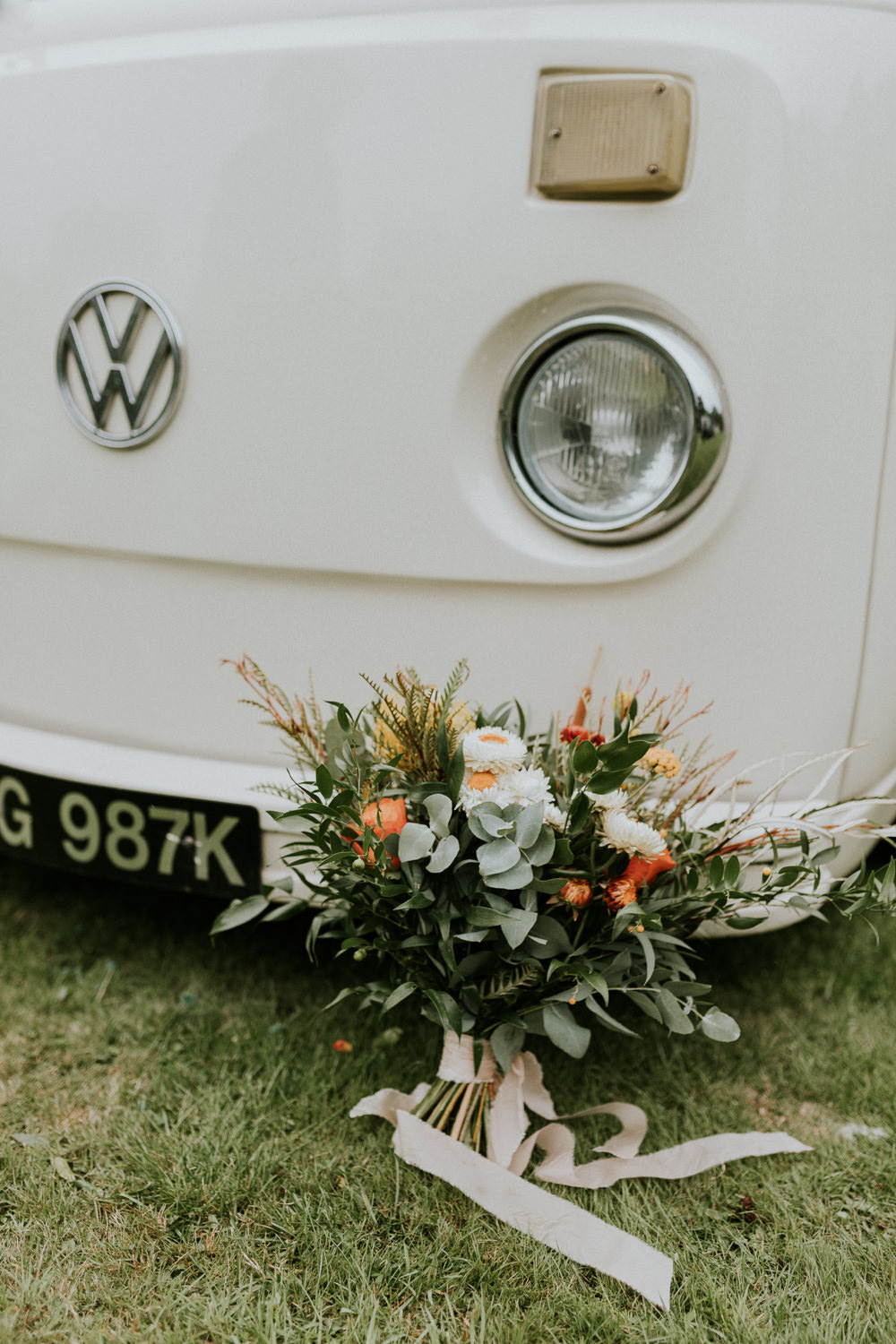Bouquet Flowers Bride Bridal Greenery Ribbon Campervan Wedding Ideas Heather Sham