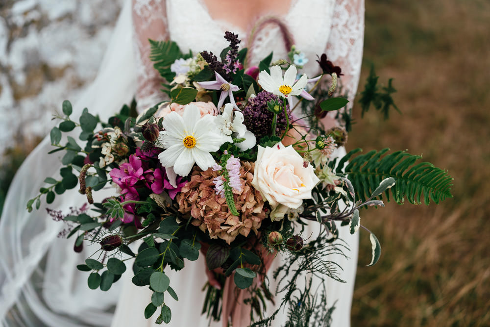 Bouquet Flowers Bride Bridal Nigella Cosmos Rose Eucalyptus Hydrangea Covid Real Wedding Holly Bobbins Wedding Photographer