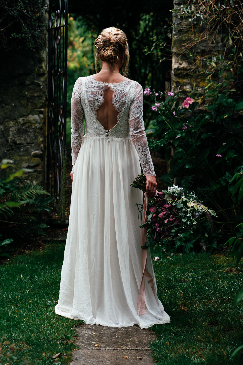 Bride Bridal Dress Gown Lace Sleeves Veil Covid Real Wedding Holly Bobbins Wedding Photographer
