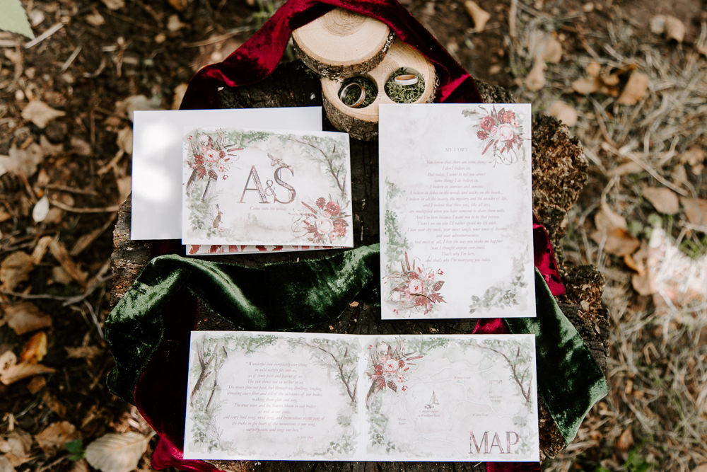 Dark Pink Wedding Ideas Caroline Opacic Photography Floral Stationery Invite Invitation Illustrated