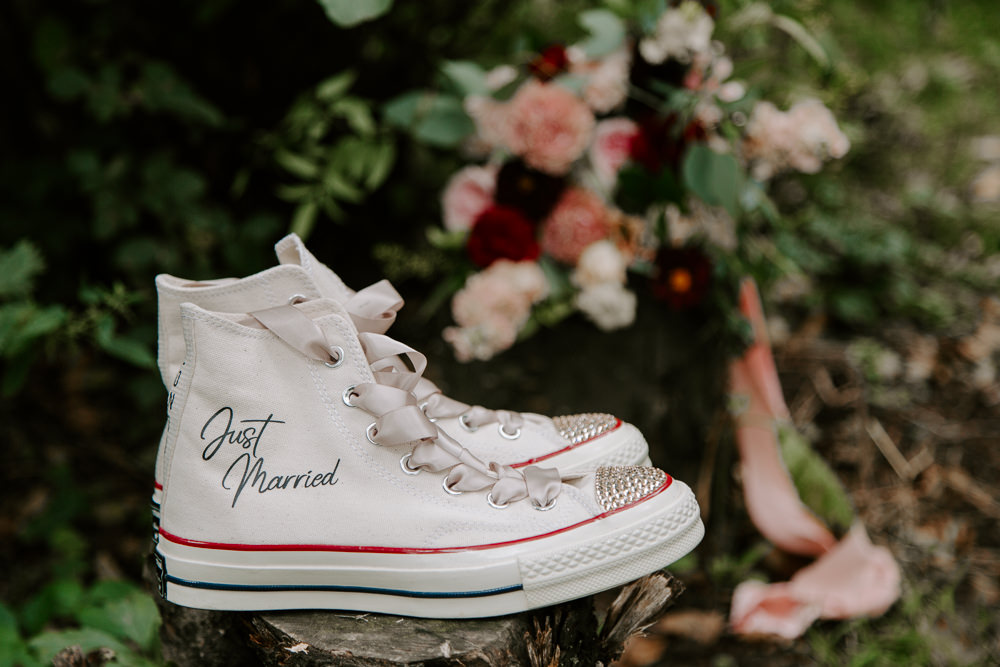 Bride Bridal Converse Shoes Dark Pink Wedding Ideas Caroline Opacic Photography