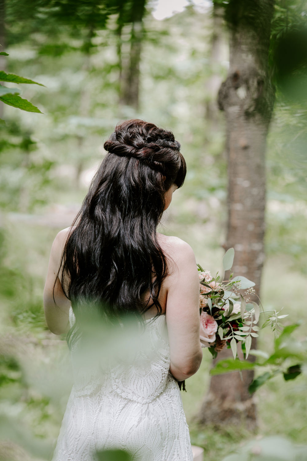 Bride Bridal Hair Style Half Up Half Down Dark Pink Wedding Ideas Caroline Opacic Photography