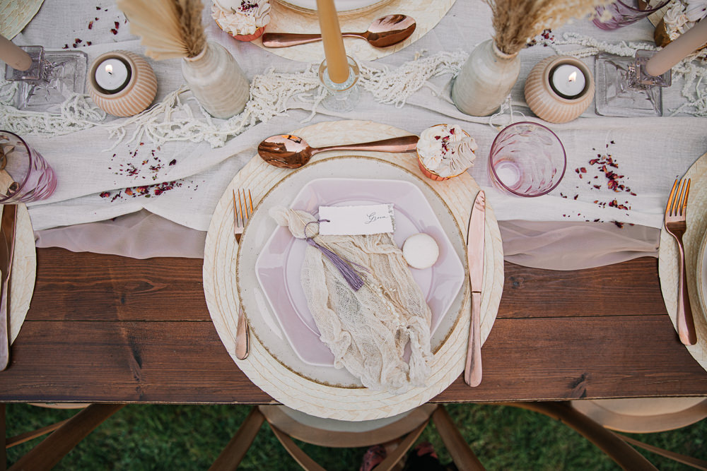 Place Setting Decor Napkin Place Name Earthy Boho Wedding Natalie Hamilton Photography