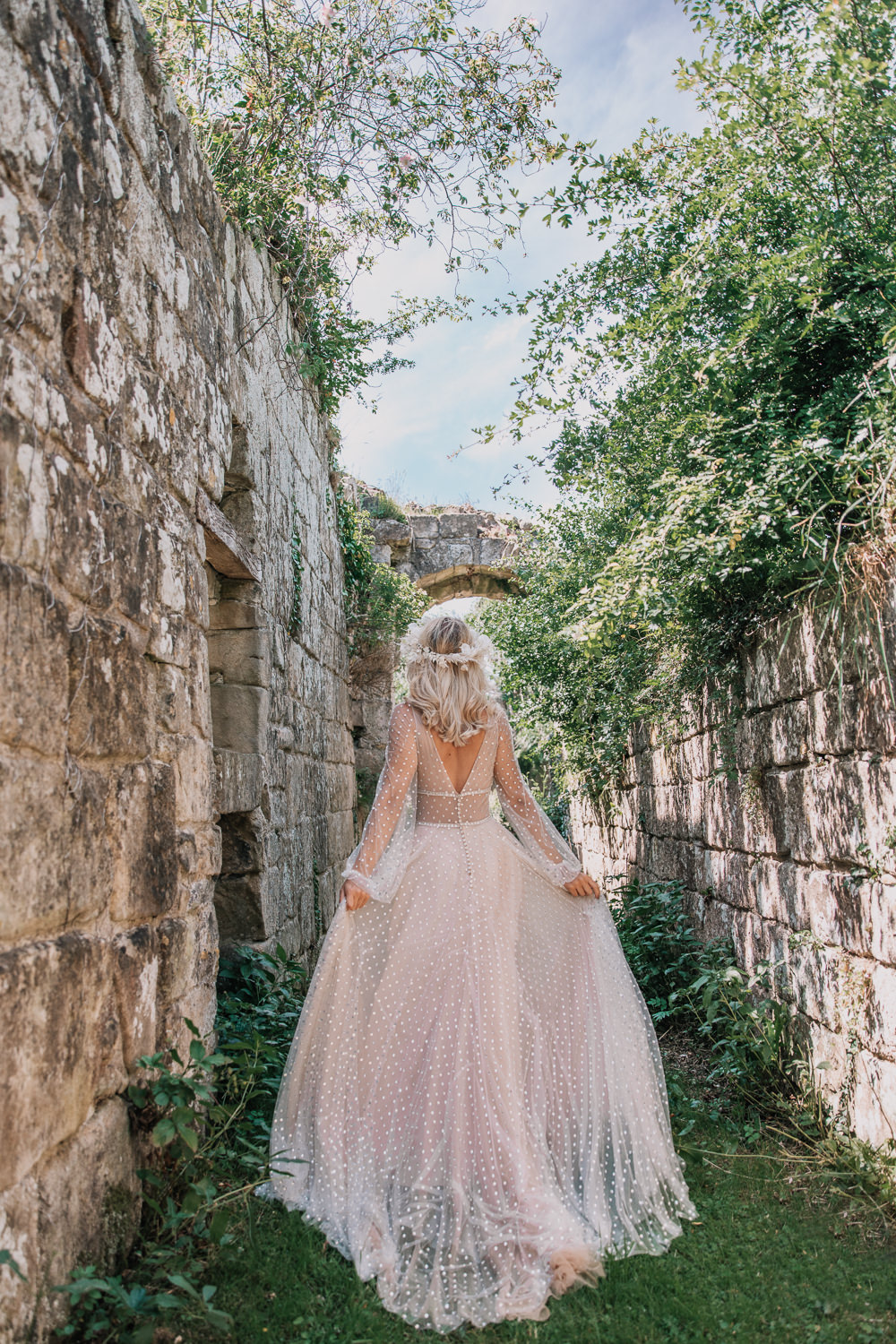 Dress Gown Bride Bridal Willowby by Watters Sparkle Sequin Long Sleeves Tulle Earthy Boho Wedding Natalie Hamilton Photography