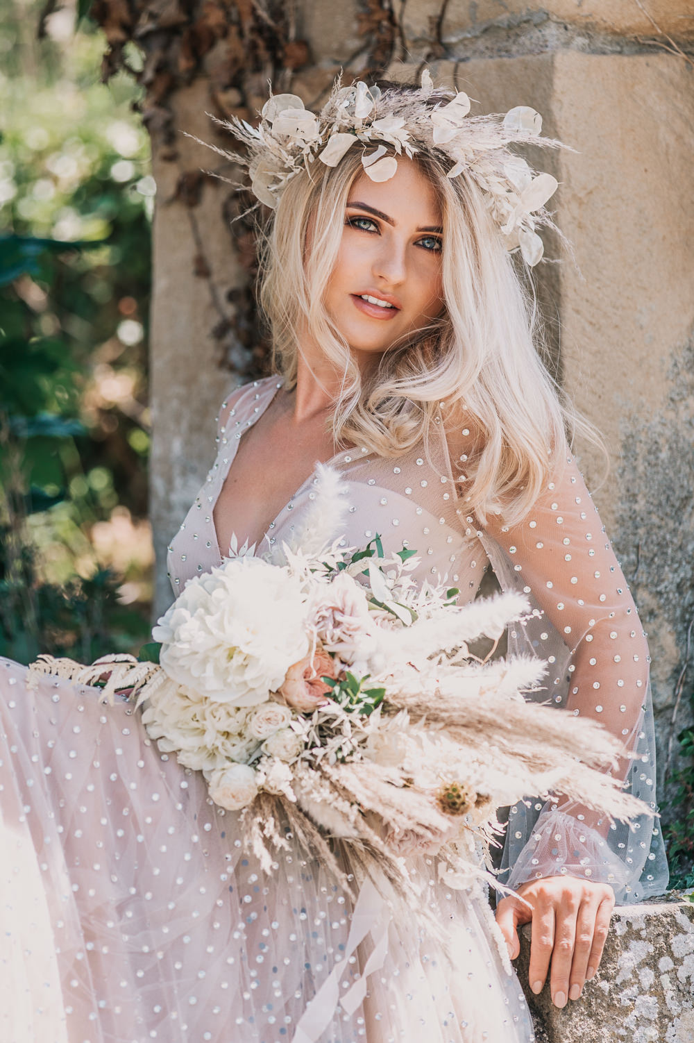 Flower Crown Bride Bridal Make Up Earthy Boho Wedding Natalie Hamilton Photography