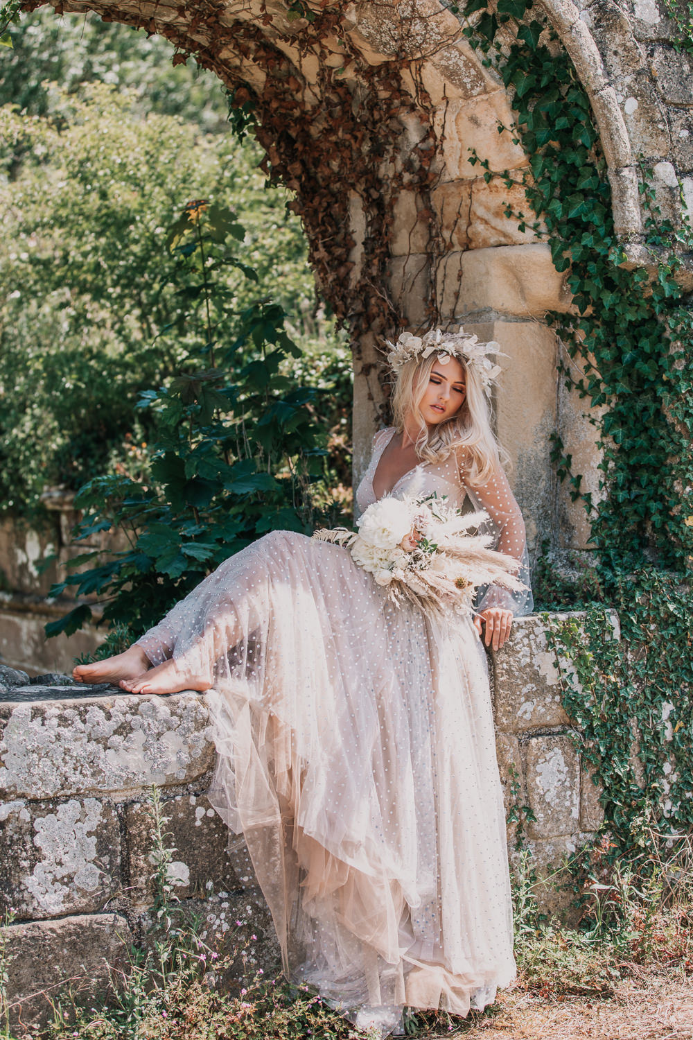 Earthy Boho Wedding Ideas with a Long Sleeved Sequin Dress