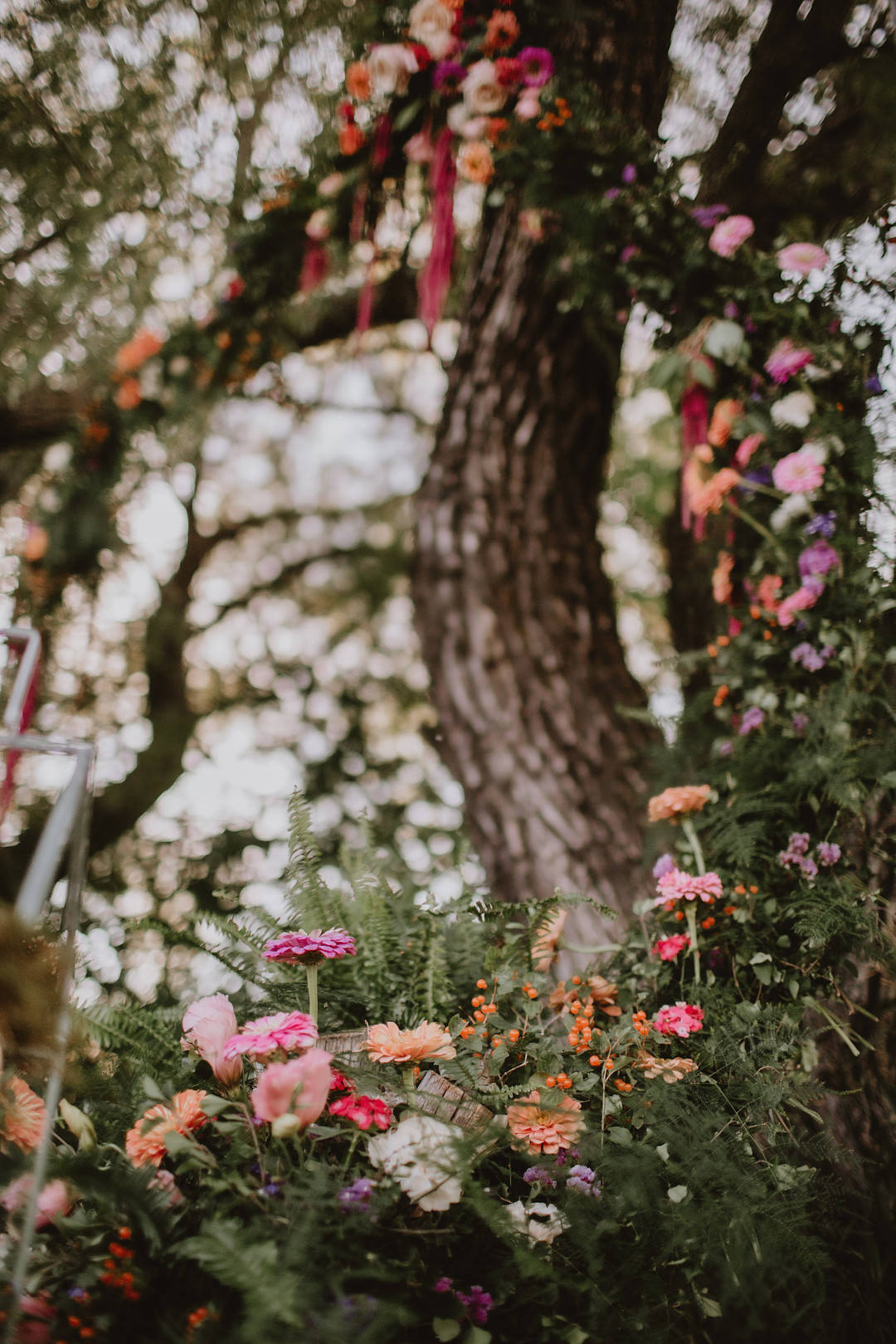 Flower Installation Floral Tree Candle Decor Fairytale Forest Wedding Christina W Kroeker Creative