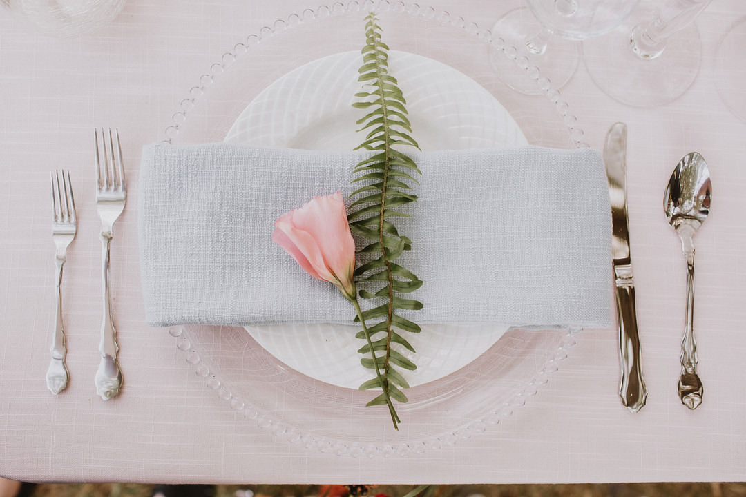 Place Setting Decor Pink Rose Fairytale Forest Wedding Christina W Kroeker Creative