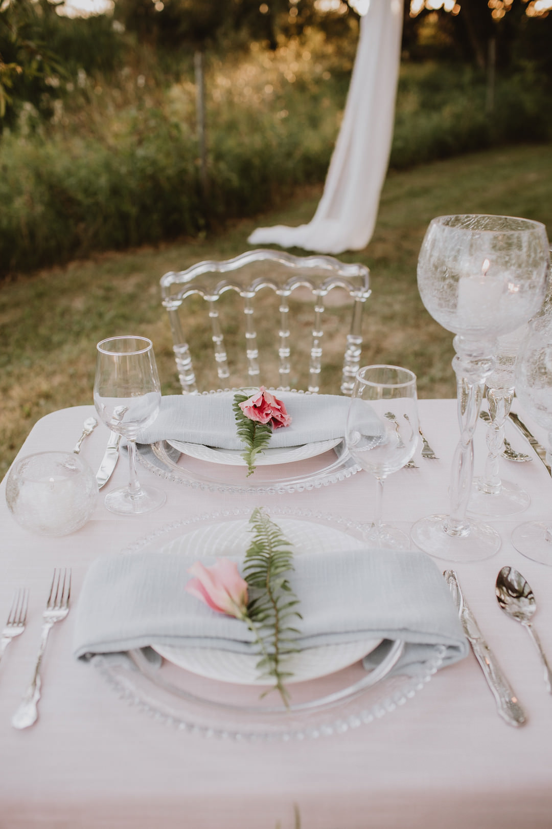 Place Setting Decor Pink Rose Fairytale Forest Wedding Christina W Kroeker Creative