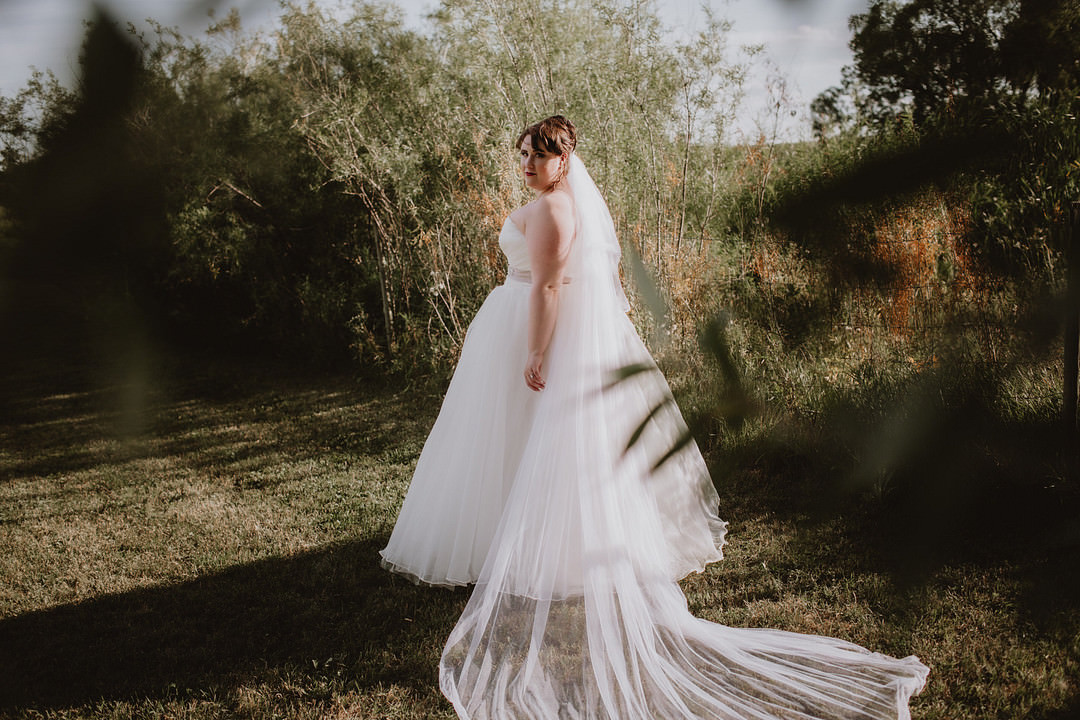 Dress Gown Bride Bridal Strapless Tulle Veil Fairytale Forest Wedding Christina W Kroeker Creative