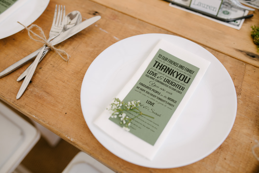 Place Setting Decor Favour Geodome Campsite Wedding Aden Priest Photography