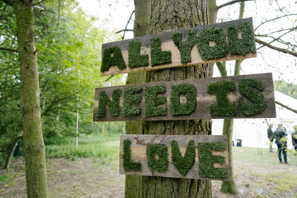 Sign Signs Signage Moss Geodome Campsite Wedding Aden Priest Photography