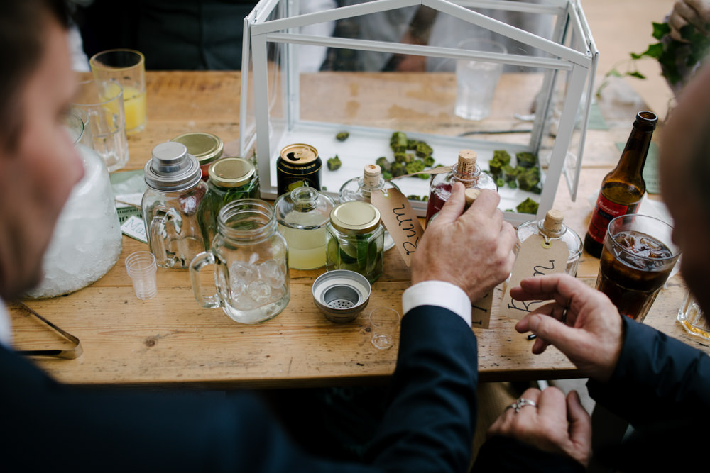 Bar Drinks Terrarium Geodome Campsite Wedding Aden Priest Photography
