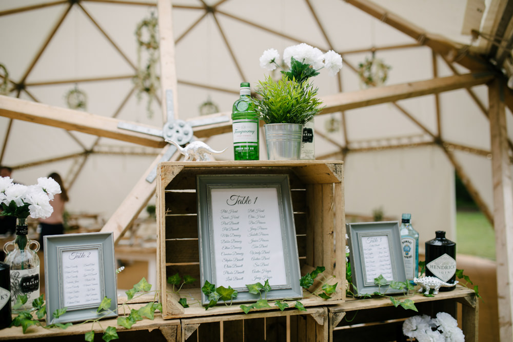 Table Plan Seating Chart Wooden Box Crate Geodome Campsite Wedding Aden Priest Photography