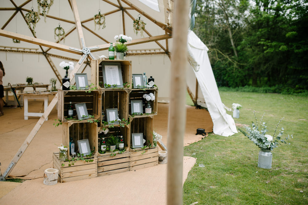 Table Plan Seating Chart Wooden Box Crate Geodome Campsite Wedding Aden Priest Photography