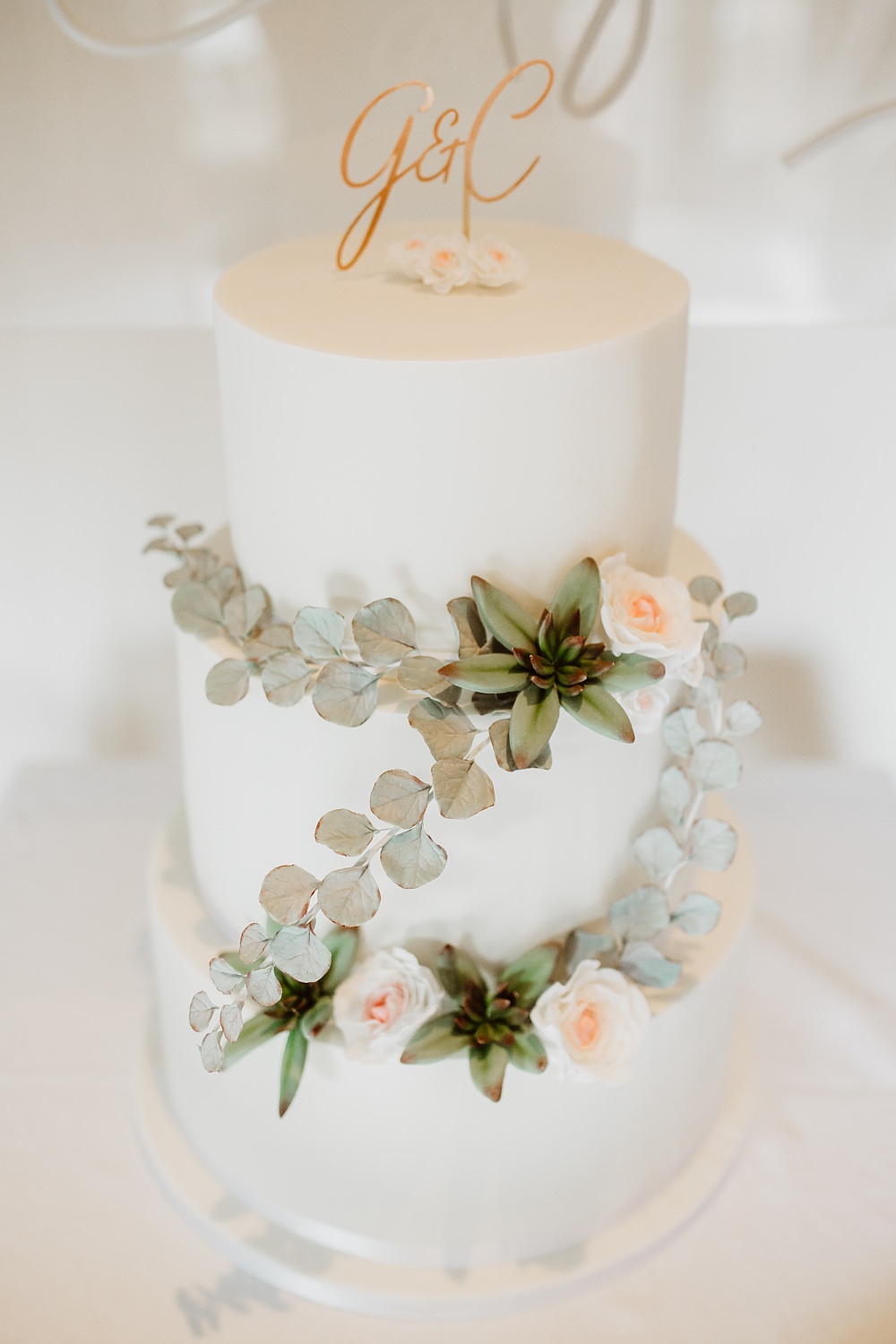 Cake Greenery Flowers Foliage Greek English Wedding Holly Collings Photography