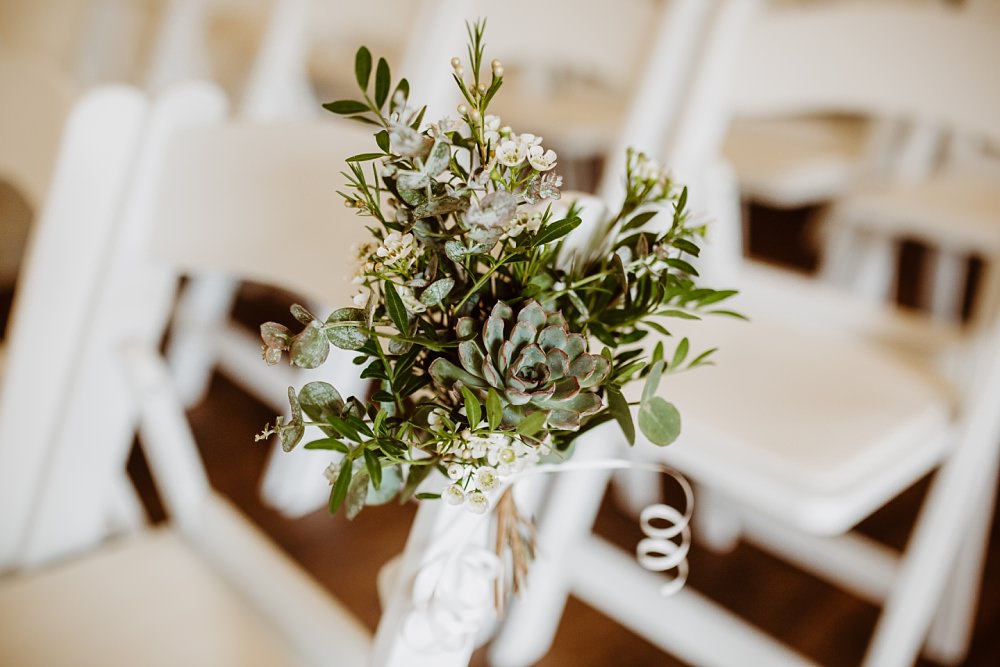 Pew End Flowers Chairs Aisle Greenery Greek English Wedding Holly Collings Photography