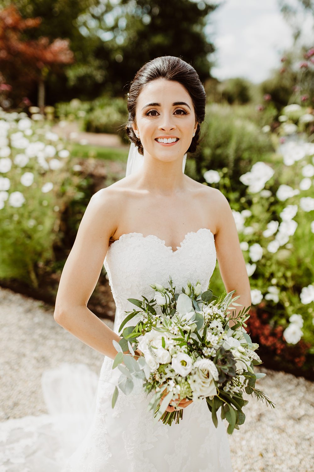 Bride Bridal Dress Gown Sweetheart Strapless Lace Greek English Wedding Holly Collings Photography