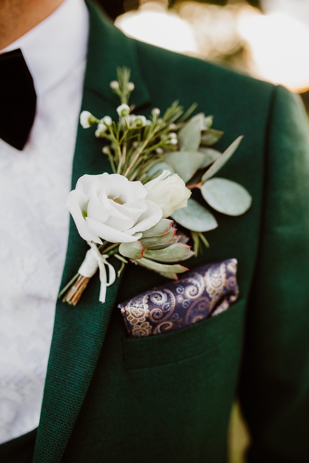 Green Suit Groom Groomsmen Bow Tie Buttonhole Flowers Greek English Wedding Holly Collings Photography