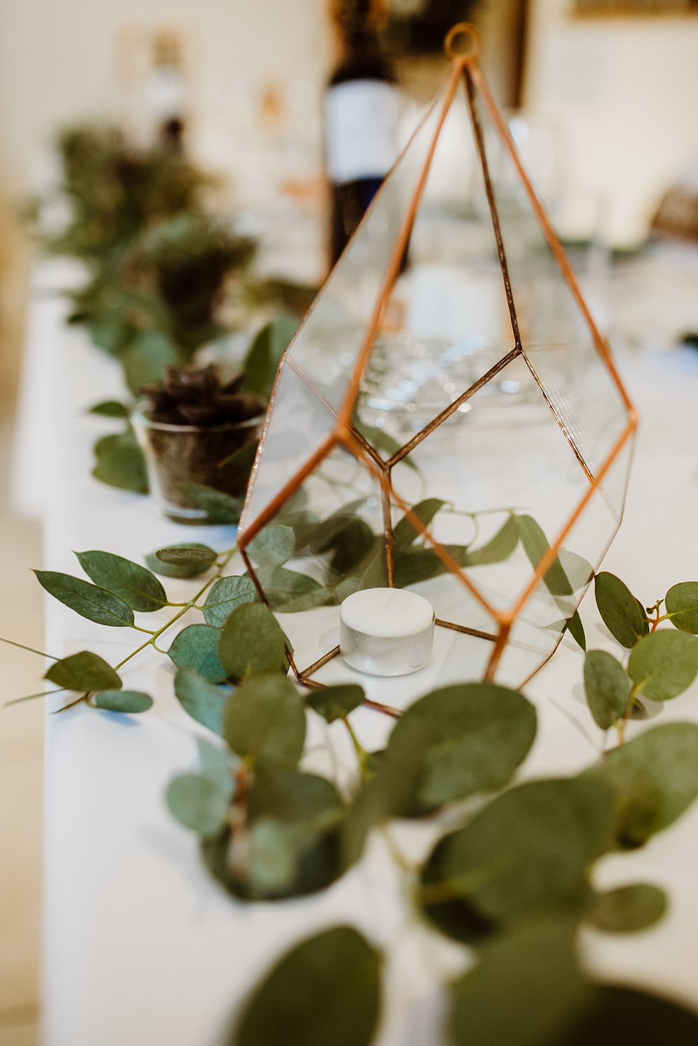 Decor Table Greenery Succulent Terrarium Candle Greek English Wedding Holly Collings Photography