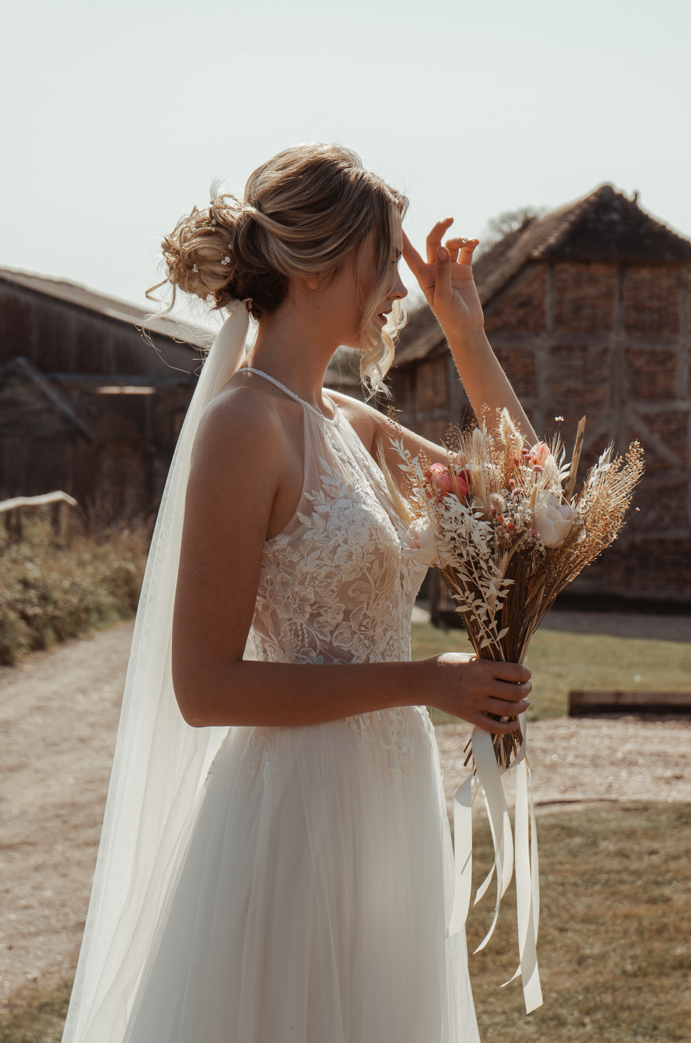 Dress Gown Bride Bridal Tulle Veil Floaty Boho Intimate Wedding Ideas Imogen Eve Photography