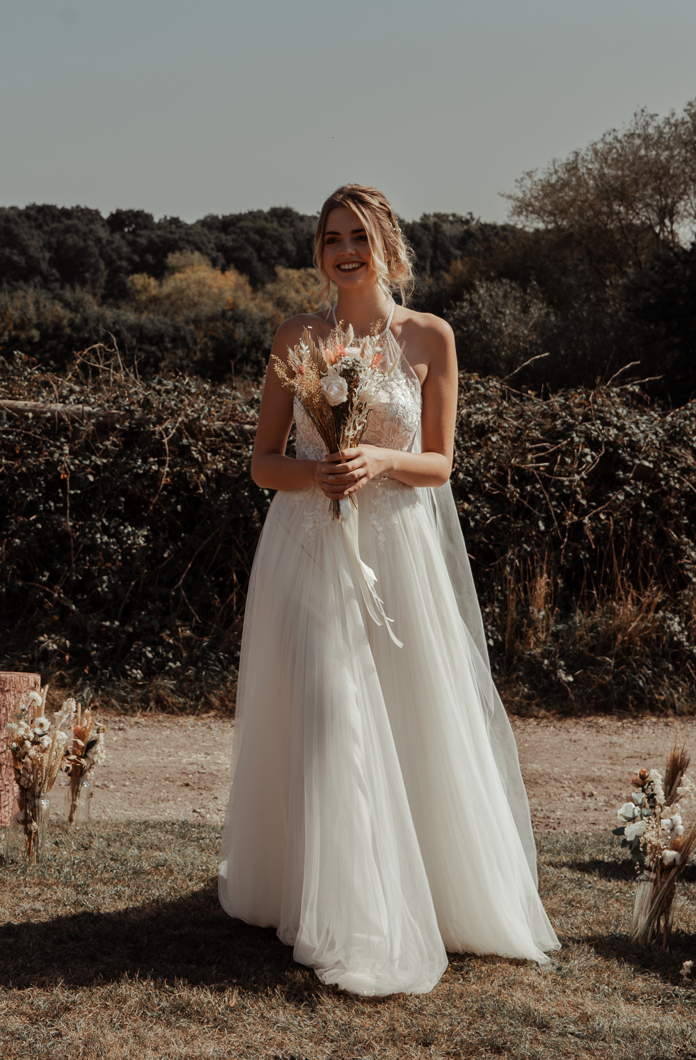 Dress Gown Bride Bridal Tulle Veil Floaty Boho Intimate Wedding Ideas Imogen Eve Photography