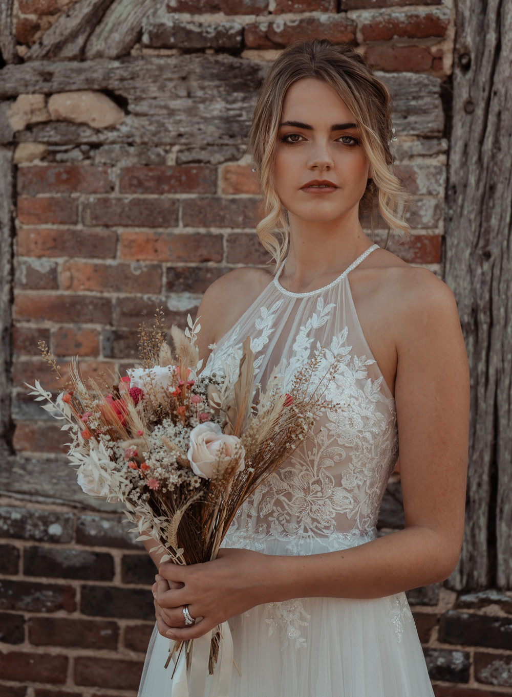 Bouquet Flowers Bride Bridal Dried Flowers Grass Rose Intimate Wedding Ideas Imogen Eve Photography