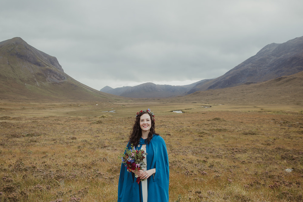 Bride Bridal Blue Cape Isle Of Skye Elopement Maureen Du Preez