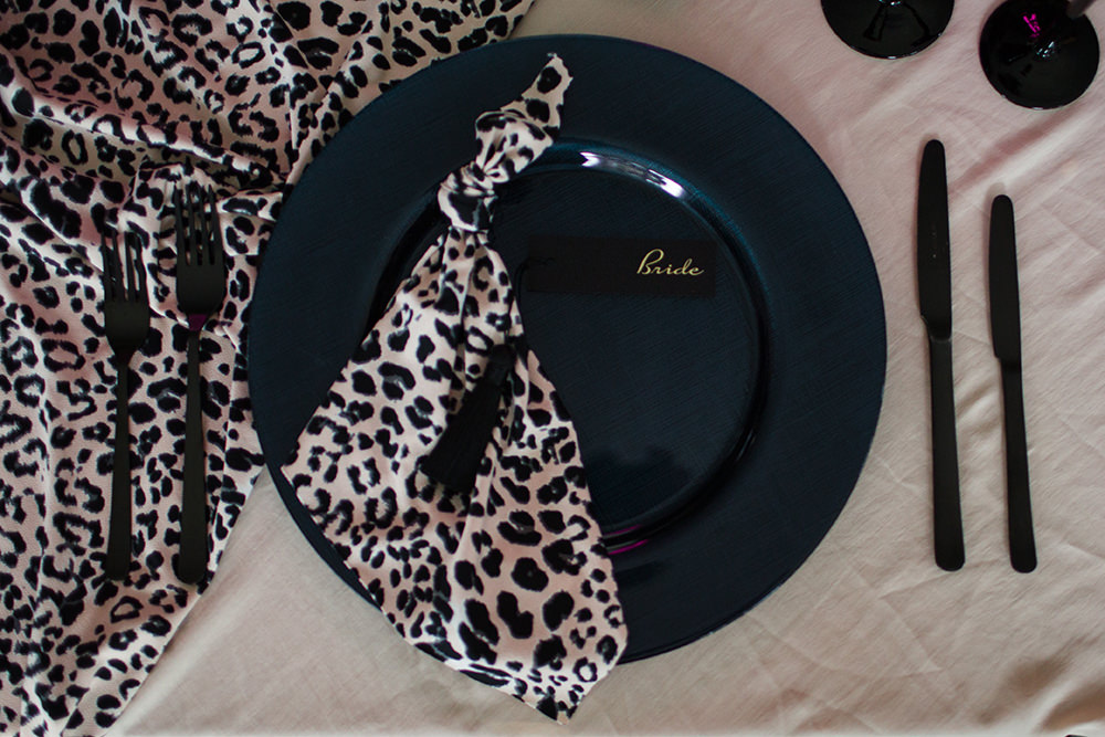 Leopard Print Napkin Tassel Place Name Card Jungle Wedding Ideas Terri Pashley Photography