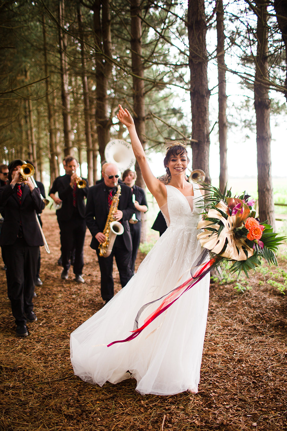 Brass Band Jungle Wedding Ideas Terri Pashley Photography
