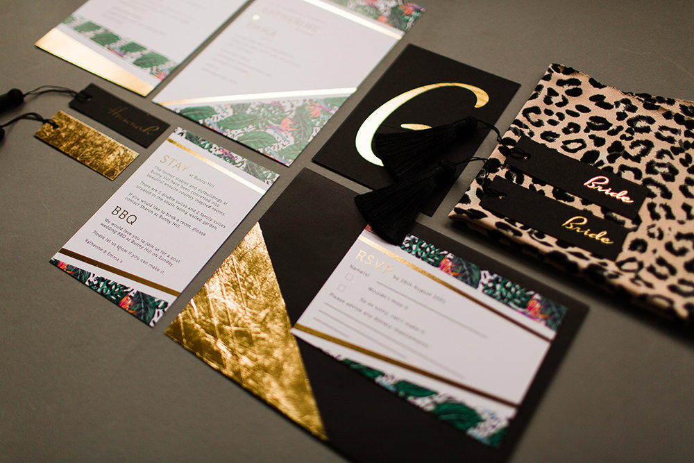 Stationery Invite Invitation Leopard Print Tassel Black Gold Jungle Wedding Ideas Terri Pashley Photography