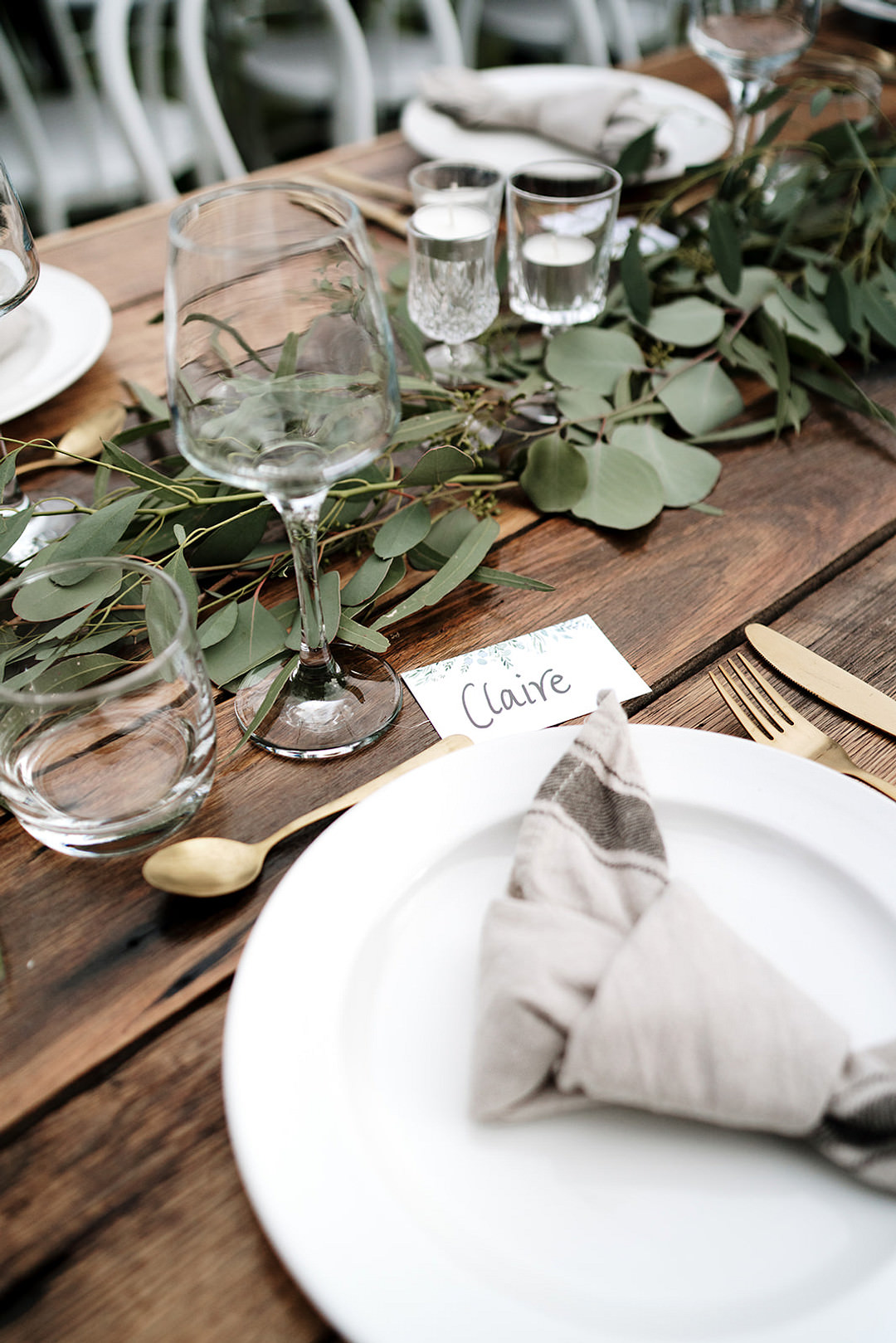 Table Setting Napkin Decor Greenery Mountain Elopement Petite Visuals