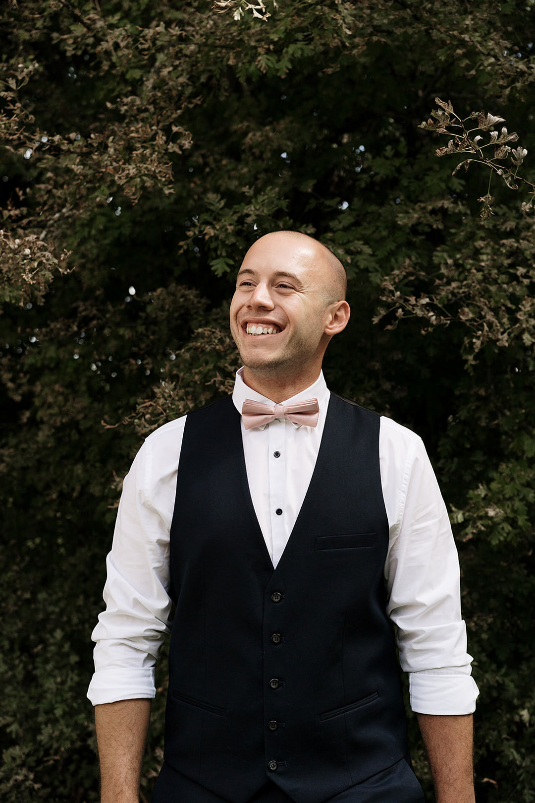 Groom Suit Pink Bow Tie Waistcoat Mountain Elopement Petite Visuals