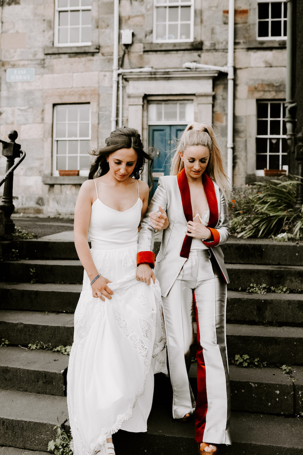Bride Bridal Suit Metallic Red Orocco Pier Wedding Meggy Mac Photography