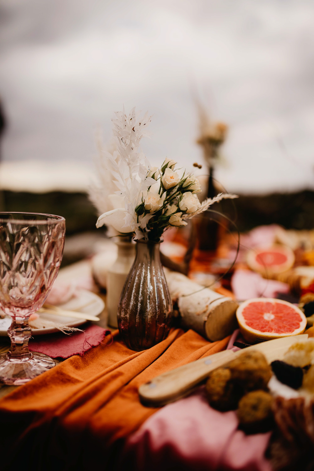 Table Decor Silk Flowers Peak District Elopement Fly On The Wall Photography