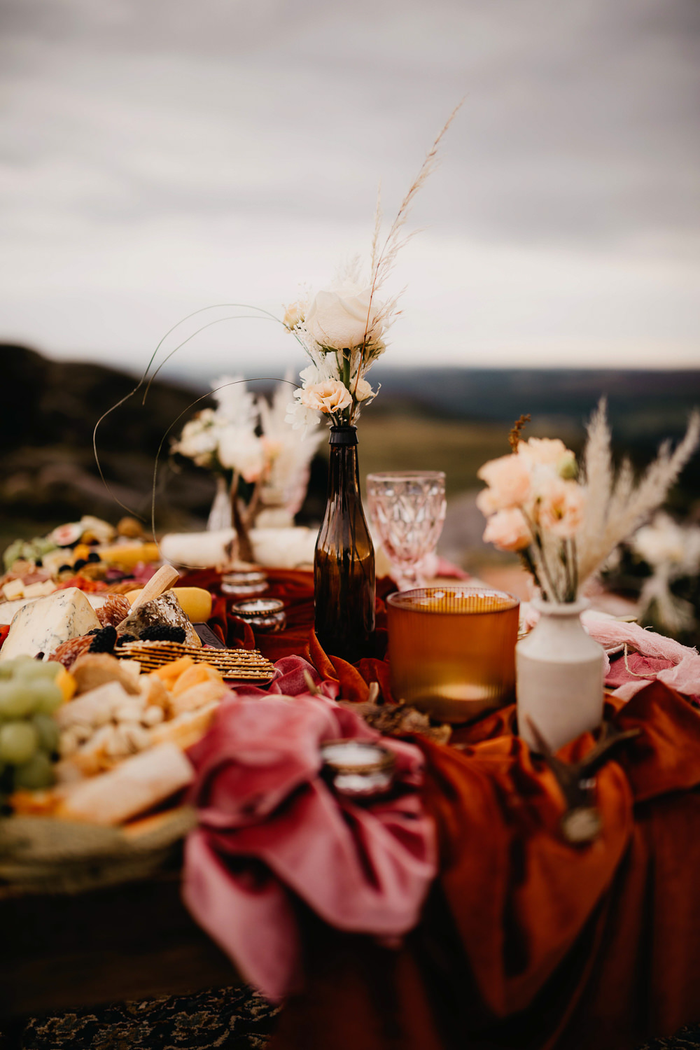 Table Decor Silk Flower Peak District Elopement Fly On The Wall Photography