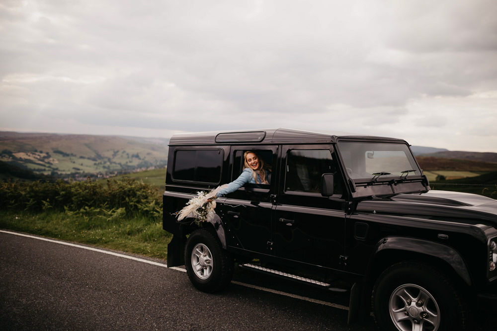 Land Rover Car Transport Peak District Elopement Fly On The Wall Photography