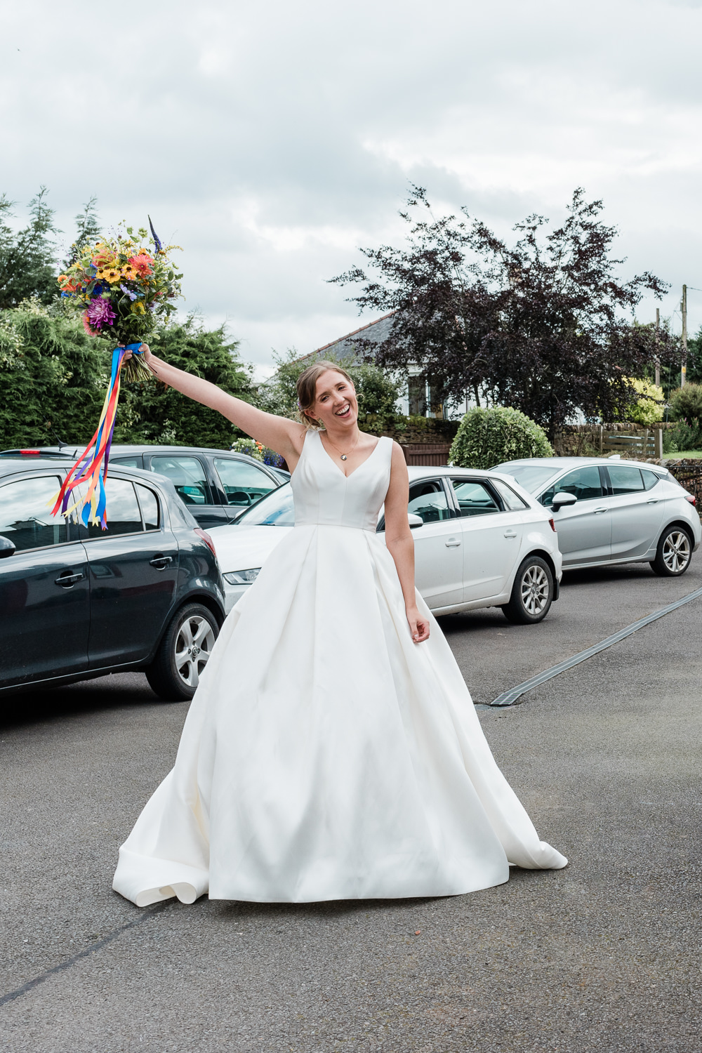 Dress Gown Bride Bridal Ballgown Pockets Wed2B Scotland Garden Wedding LJ Horton Photography