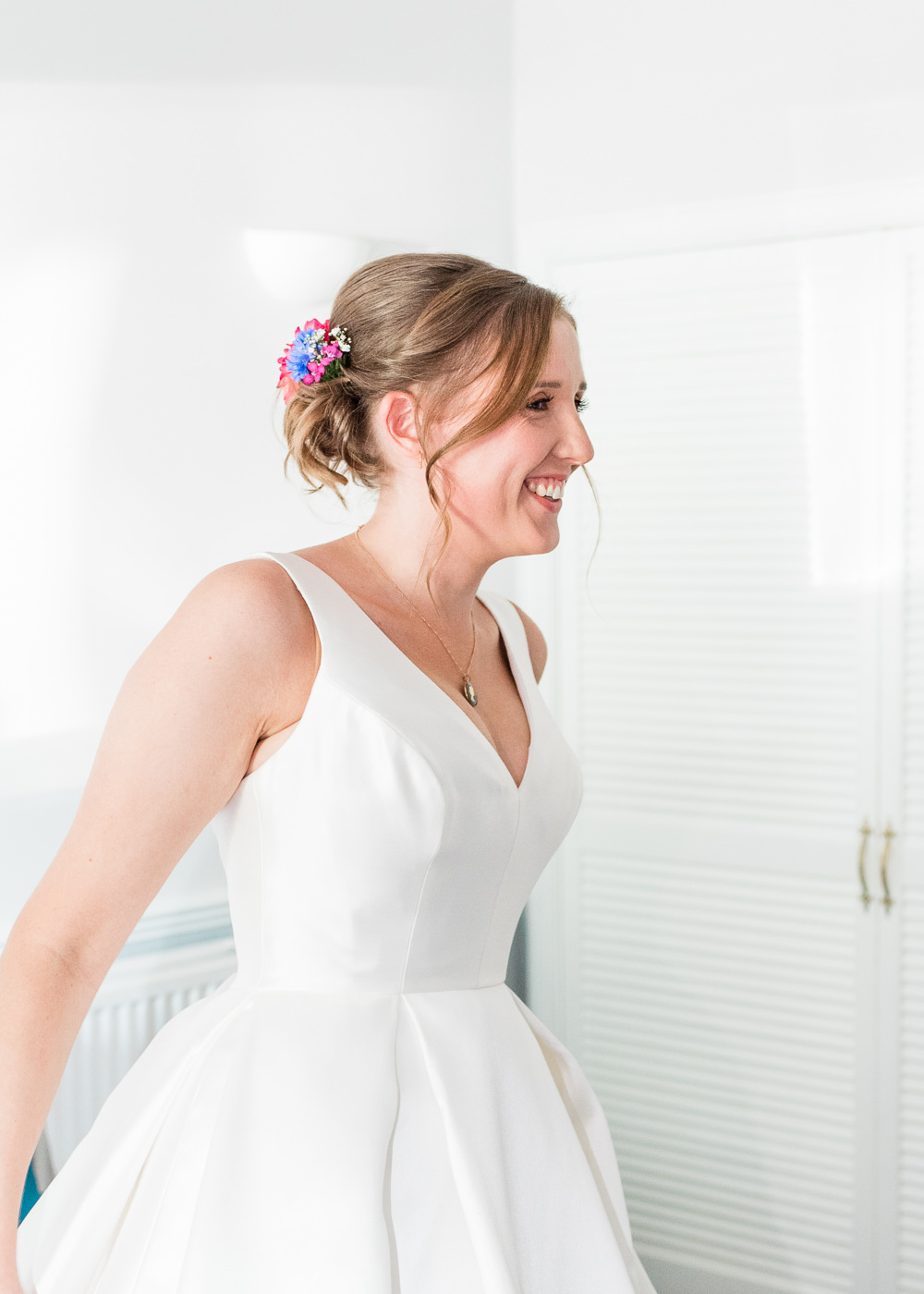 Dress Gown Bride Bridal Ballgown Pockets Wed2B Scotland Garden Wedding LJ Horton Photography