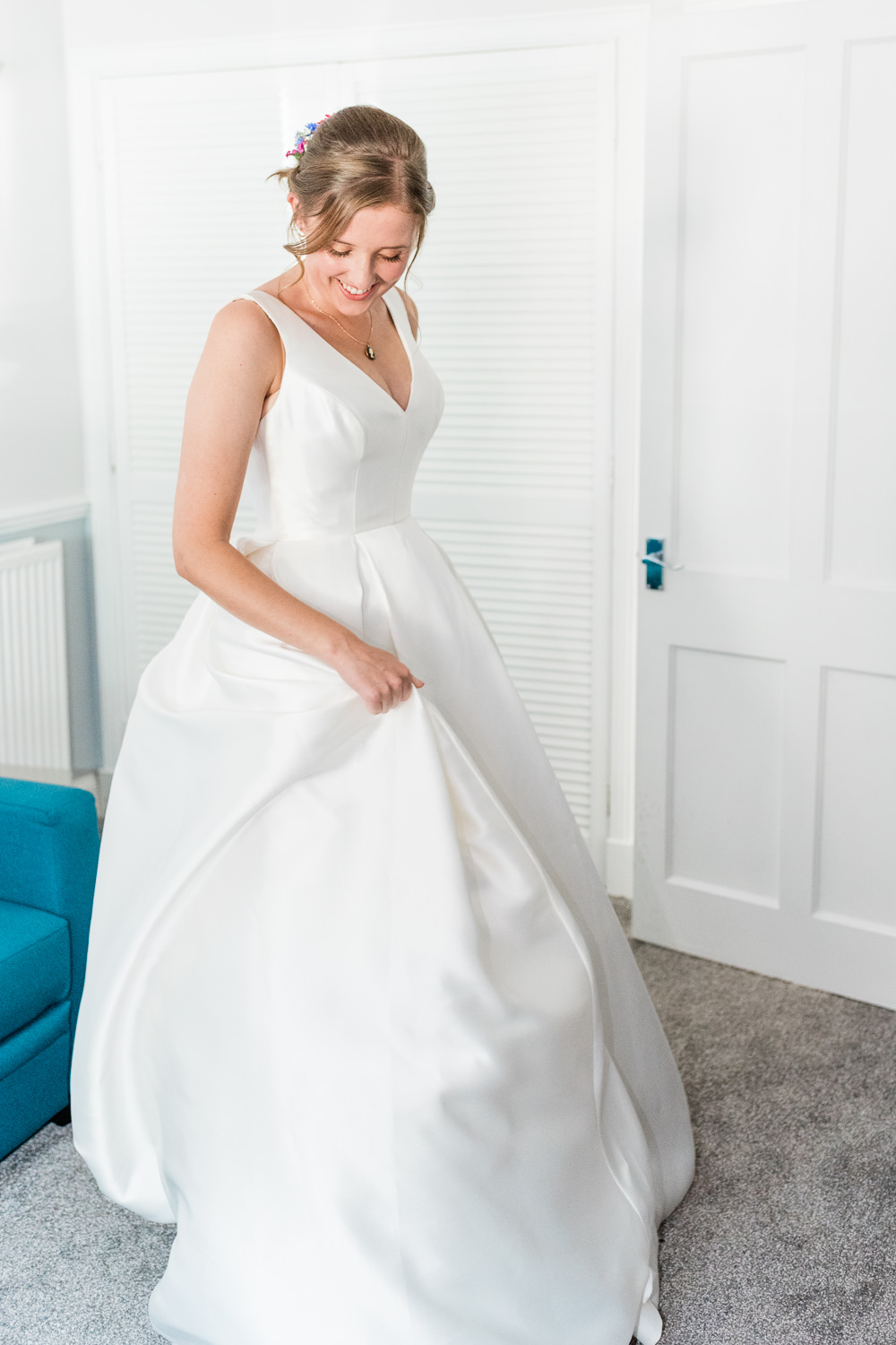 Dress Gown Bride Bridal Ballgown Pockets Wed2B Scotland Garden Wedding LJ Horton Photography
