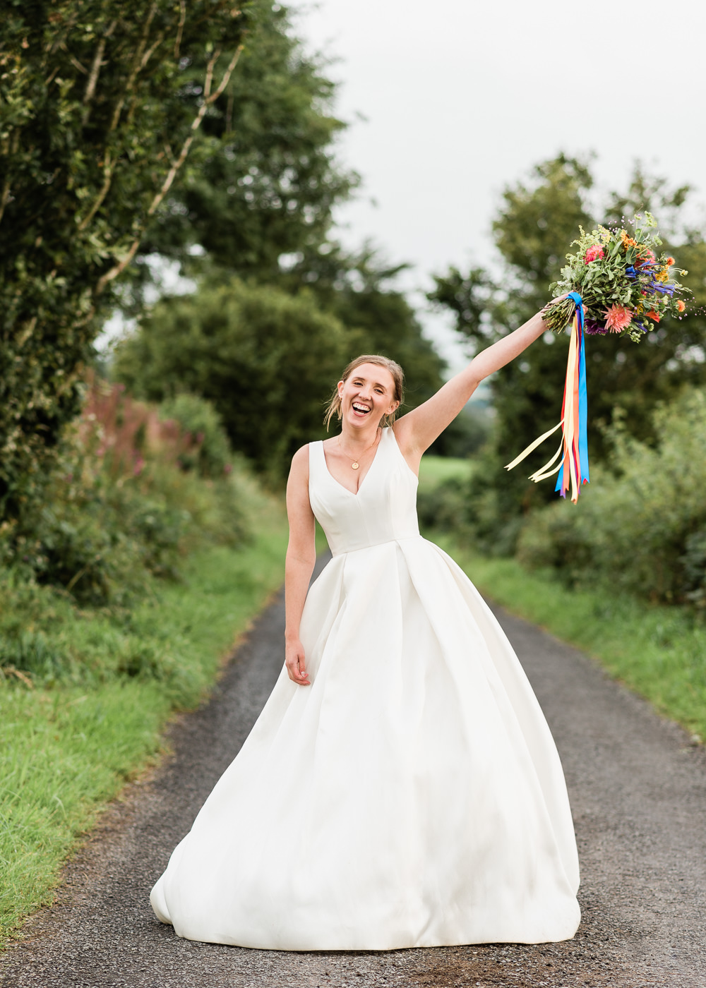 Dress Gown Bride Bridal Ballgown Pockets Wed2B Scotland Garden Wedding LJ Horton Photography