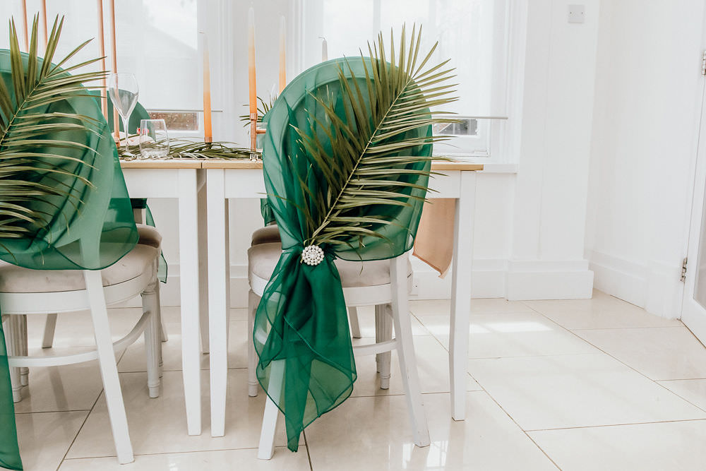 Palm Leaf Chair Back Tropical Bohemian Wedding Kate Boston