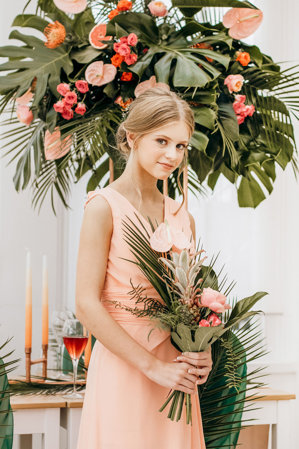 Bridesmaid Bridesmaids Dress Dresses Coral Tropical Bohemian Wedding Kate Boston